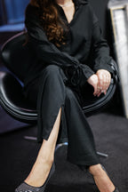 Lajendo lounging to lounge set with tie details and soft fit