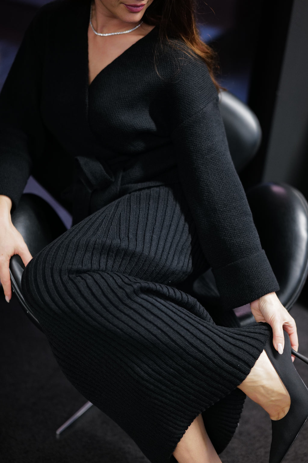 Lajendo dawn to dusk set, knitted skirt and fold top with strap